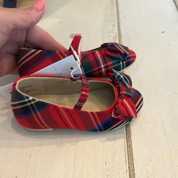 Adorable Janie and Jack Holiday ready tartan ballet flats with bow . NWT - Picture 5 of 7